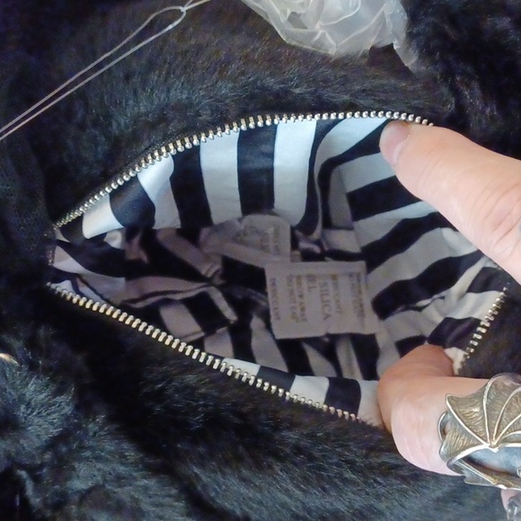 DOLLSKILL WIDOW GOTH BUNNY BAG BLACK PURPLE EYES BACKPACK BLACK FURRY STRAPS - Picture 10 of 15